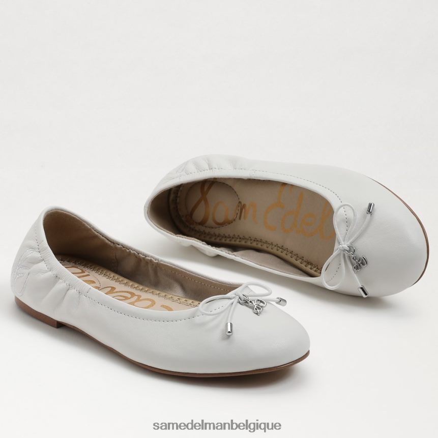 ballerines Felicia Sam Edelman enfants cuir blanc brillant JZ0XZ0991 chaussure