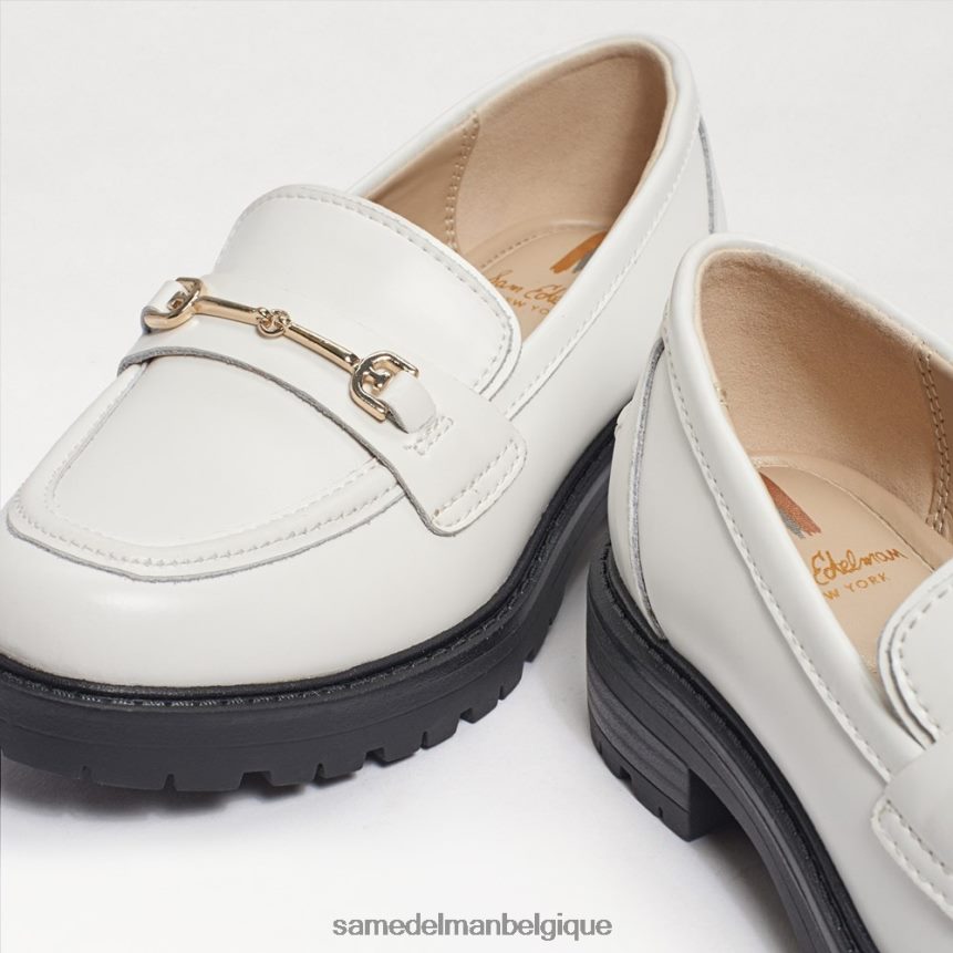 mocassin tully Sam Edelman enfants cuir box blanc brillant JZ0XZ0921 chaussure