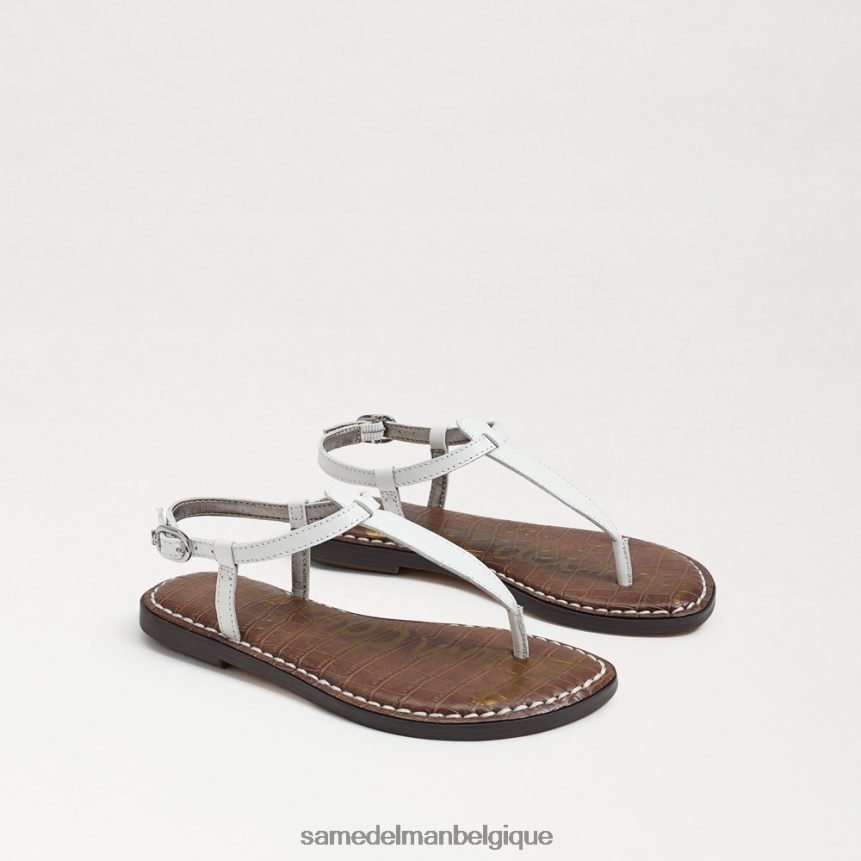 sandale tong gigi Sam Edelman enfants cuir blanc brillant JZ0XZ0938 chaussure