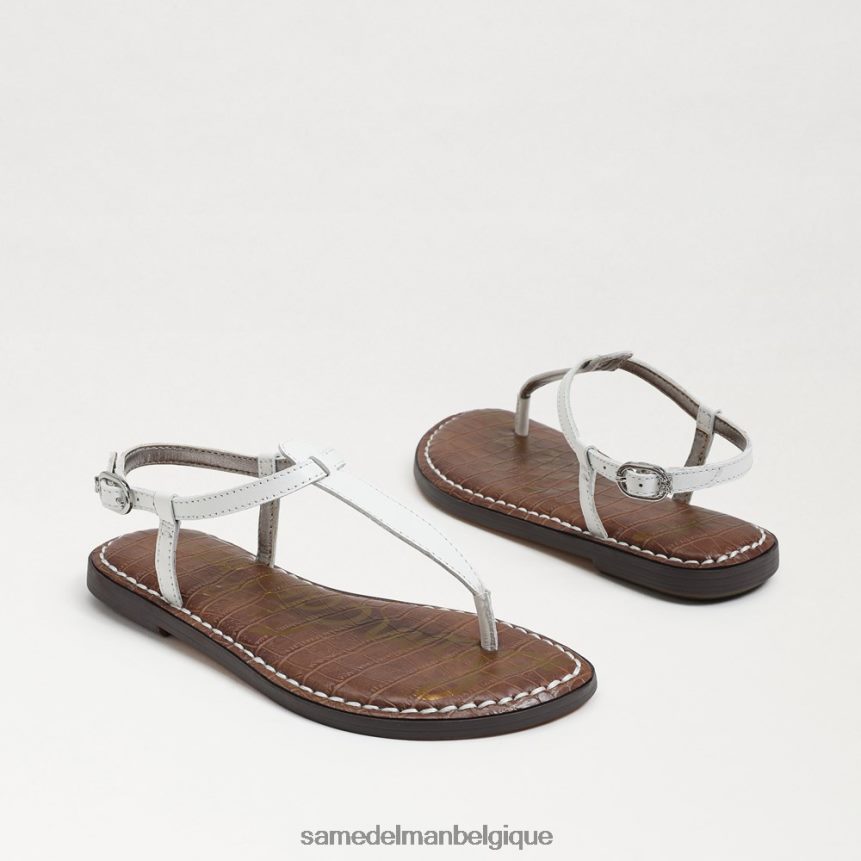 sandale tong gigi Sam Edelman enfants cuir blanc brillant JZ0XZ0938 chaussure