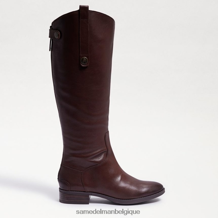 botte d'équitation en cuir Penny Sam Edelman femmes marron foncé JZ0XZ0414 chaussure