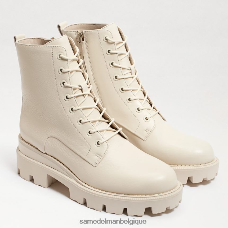 botte de combat à plateforme mansardée Sam Edelman femmes cuir ivoire moderne JZ0XZ0625 chaussure