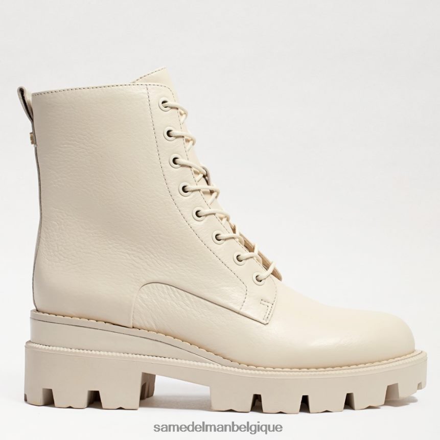 botte de combat à plateforme mansardée Sam Edelman femmes cuir ivoire moderne JZ0XZ0625 chaussure
