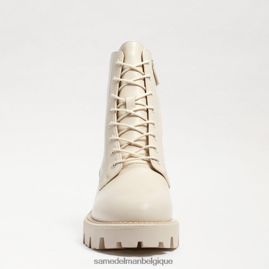 botte de combat à plateforme mansardée Sam Edelman femmes cuir ivoire moderne JZ0XZ0625 chaussure