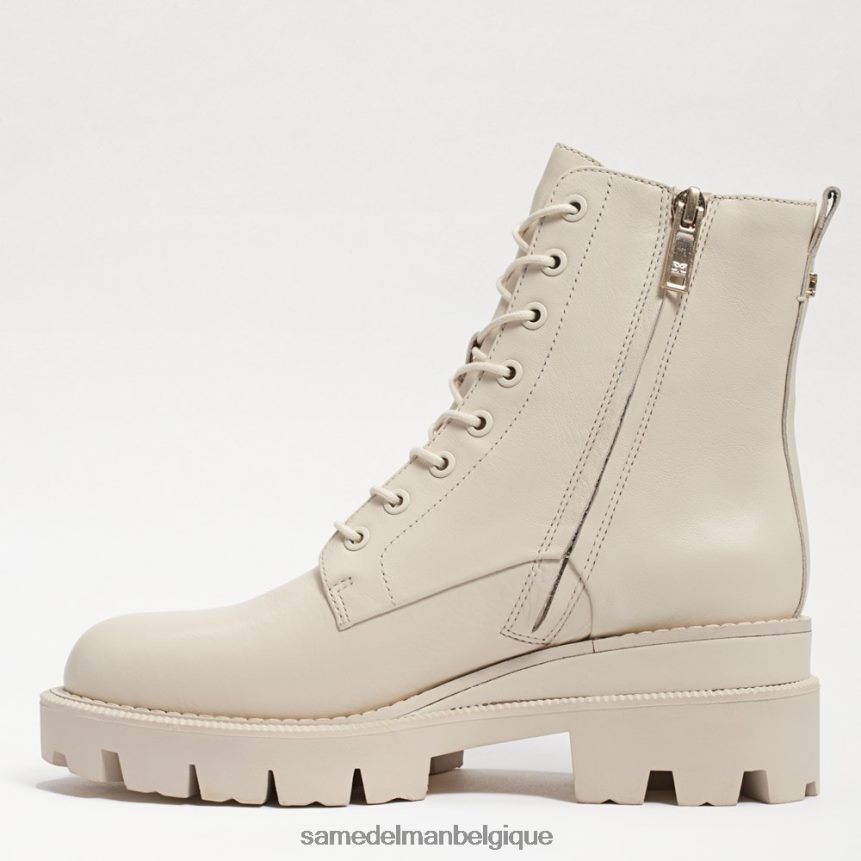 botte de combat à plateforme mansardée Sam Edelman femmes cuir ivoire moderne JZ0XZ0625 chaussure