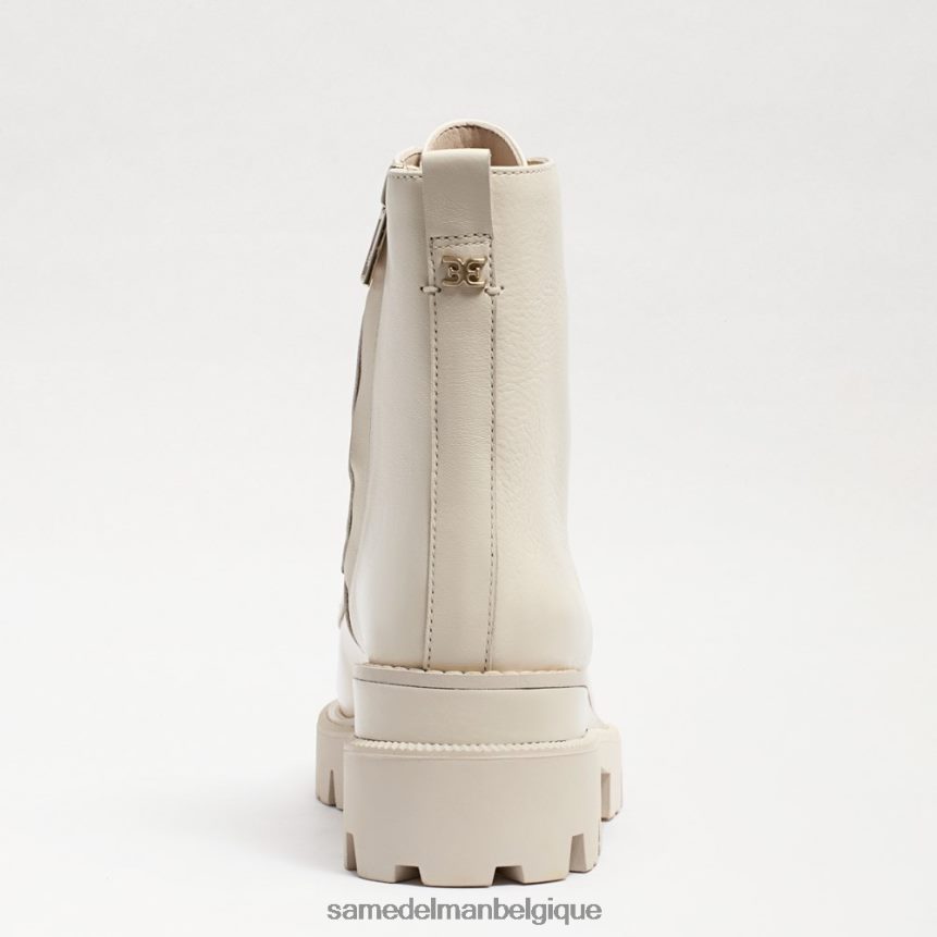botte de combat à plateforme mansardée Sam Edelman femmes cuir ivoire moderne JZ0XZ0625 chaussure