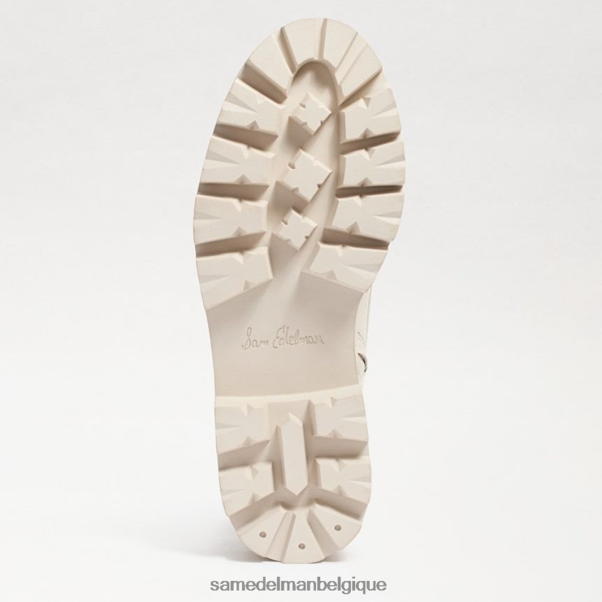 botte de combat à plateforme mansardée Sam Edelman femmes cuir ivoire moderne JZ0XZ0625 chaussure