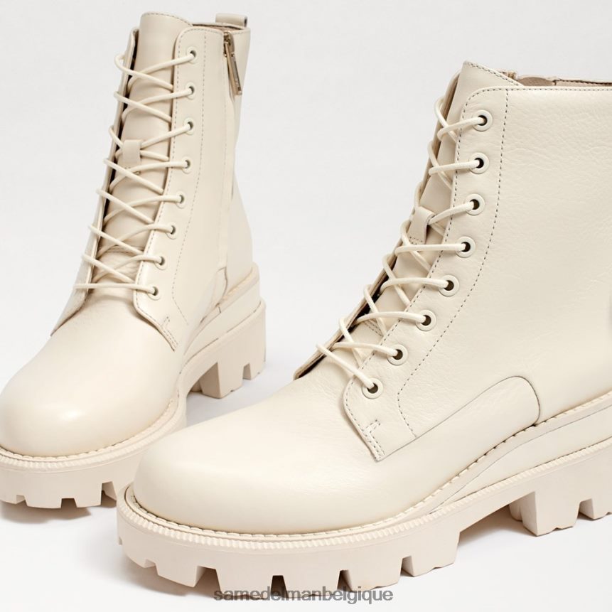 botte de combat à plateforme mansardée Sam Edelman femmes cuir ivoire moderne JZ0XZ0625 chaussure