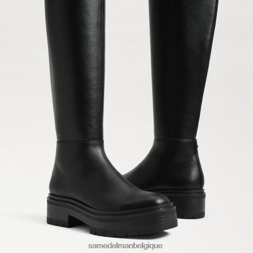 Lydia sur la botte au genou Sam Edelman femmes Cuir noir JZ0XZ0879 chaussure