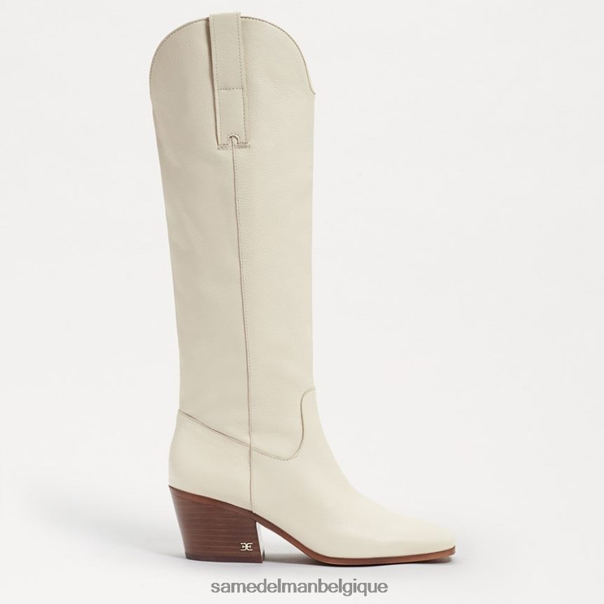 botte western brisée Sam Edelman femmes cuir ivoire moderne JZ0XZ0814 chaussure