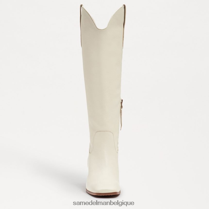 botte western brisée Sam Edelman femmes cuir ivoire moderne JZ0XZ0814 chaussure