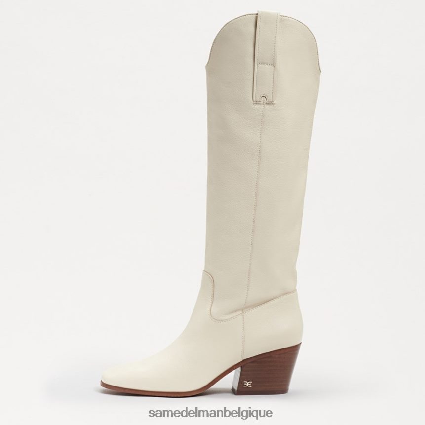 botte western brisée Sam Edelman femmes cuir ivoire moderne JZ0XZ0814 chaussure