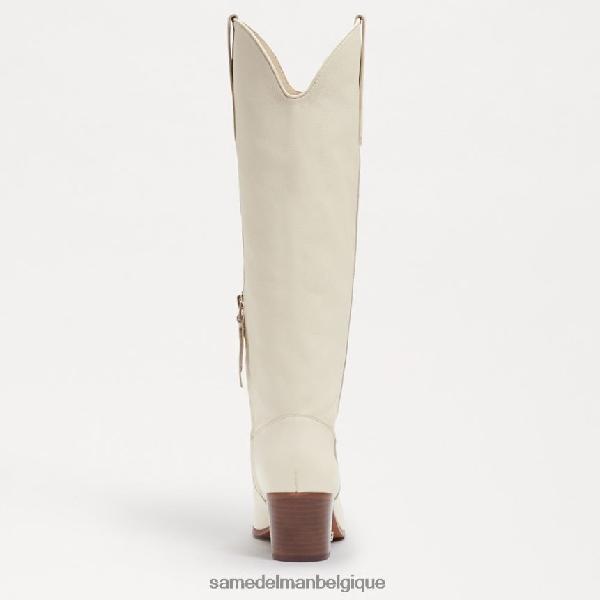 botte western brisée Sam Edelman femmes cuir ivoire moderne JZ0XZ0814 chaussure