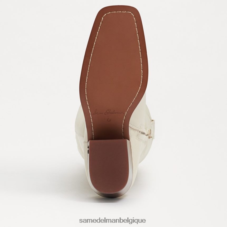 botte western brisée Sam Edelman femmes cuir ivoire moderne JZ0XZ0814 chaussure