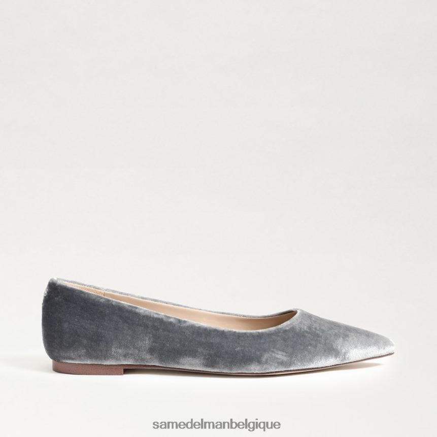 wanda bout pointu plat Sam Edelman femmes velours bleu fumé JZ0XZ0474 chaussure