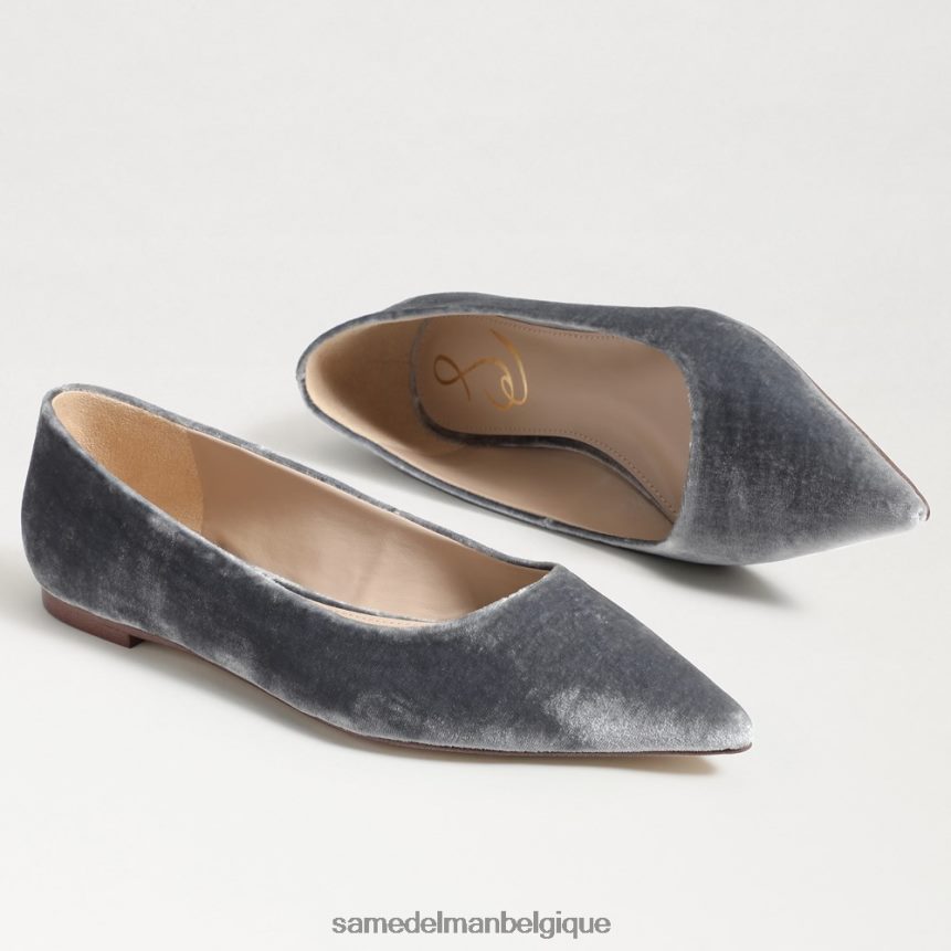 wanda bout pointu plat Sam Edelman femmes velours bleu fumé JZ0XZ0474 chaussure