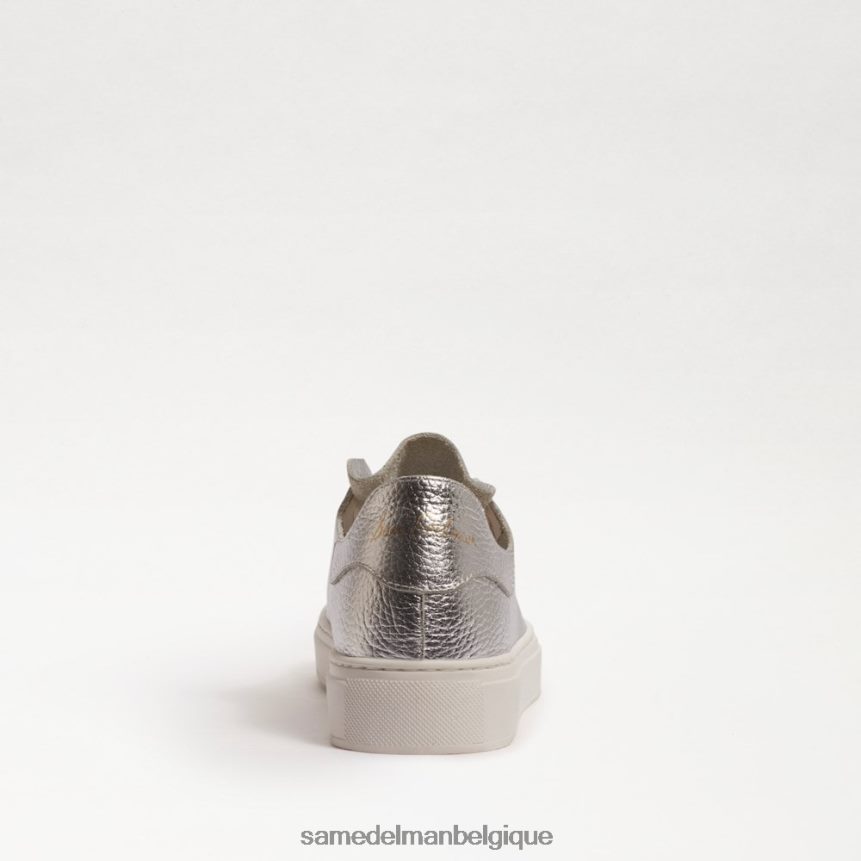 sneaker à lacets coquelicot Sam Edelman femmes cuir argenté souple JZ0XZ0308 chaussure