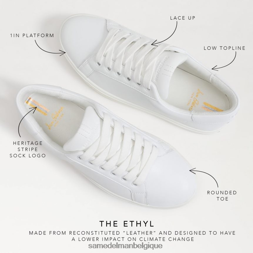 sneaker à lacets en éthyle Sam Edelman femmes cuir blanc JZ0XZ0342 chaussure