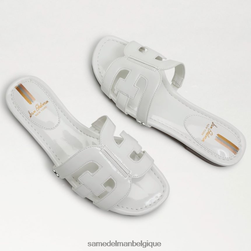 sandale à enfiler baie Sam Edelman femmes vernis blanc brillant JZ0XZ0380 chaussure