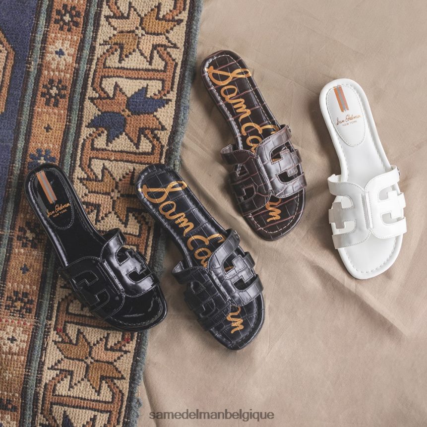 sandale à enfiler baie Sam Edelman femmes vernis blanc brillant JZ0XZ0380 chaussure