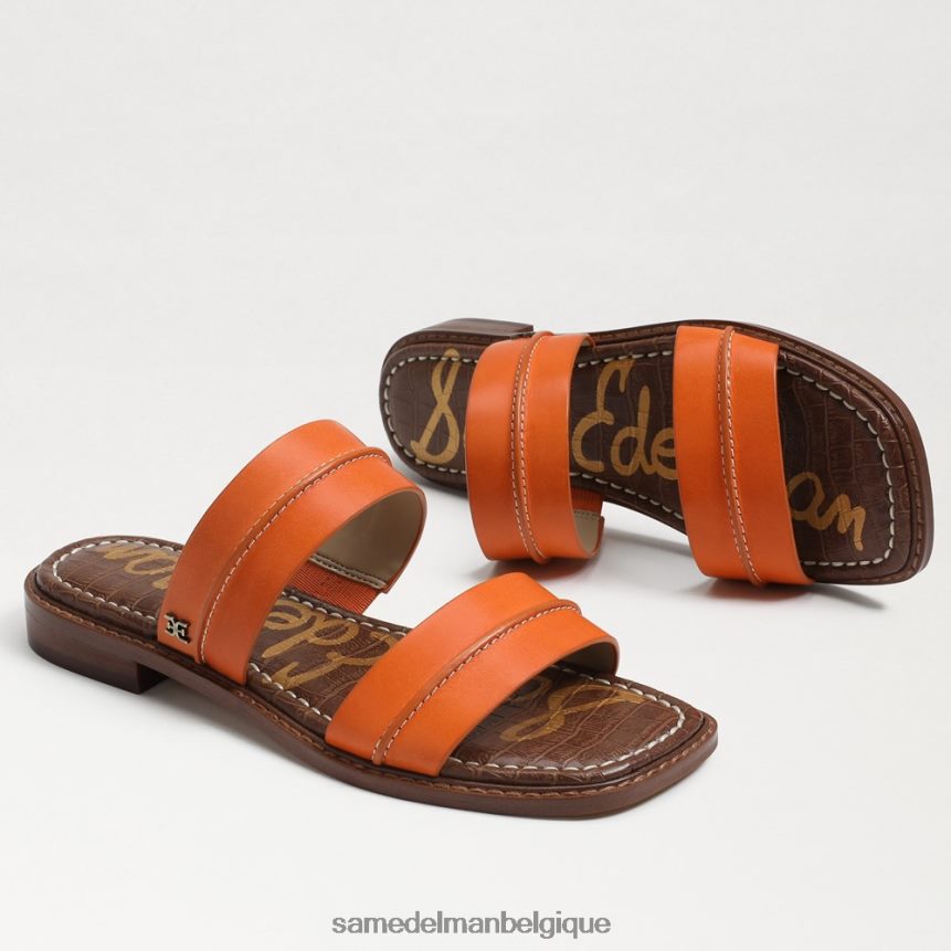 sandale à enfiler en maille haydee Sam Edelman femmes cuir orange classique JZ0XZ0864 chaussure
