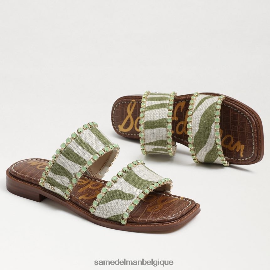 sandale à enfiler hopie Sam Edelman femmes fougère/lin zèbre naturel JZ0XZ0821 chaussure
