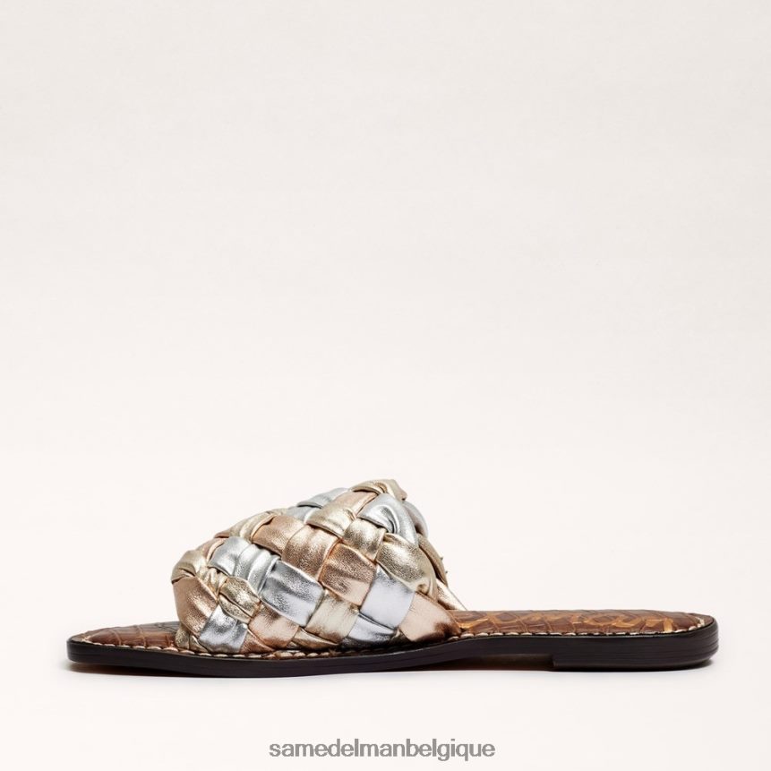 sandale à glissière tissée Griffin Sam Edelman femmes feuille d'or/argent doux/rose JZ0XZ0637 chaussure