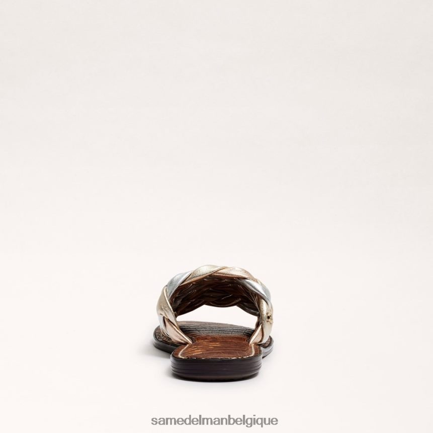 sandale à glissière tissée Griffin Sam Edelman femmes feuille d'or/argent doux/rose JZ0XZ0637 chaussure