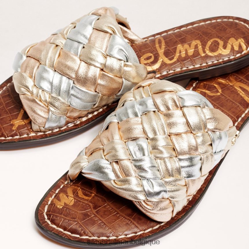 sandale à glissière tissée Griffin Sam Edelman femmes feuille d'or/argent doux/rose JZ0XZ0637 chaussure