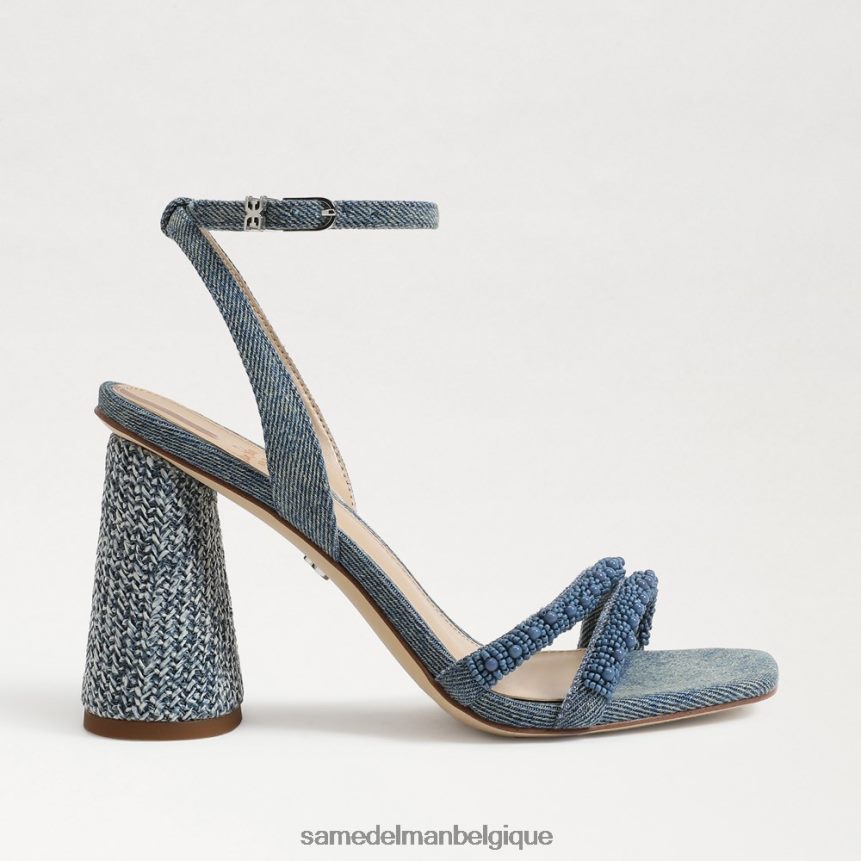 sandale à talon bloc avec perles kia Sam Edelman femmes bleu neuf délavé JZ0XZ0486 chaussure