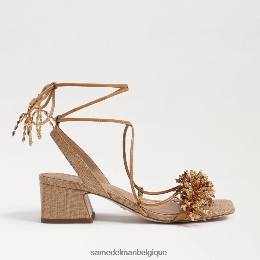 sandale à talon bloc et perles walda Sam Edelman femmes bronzage chamois JZ0XZ064 chaussure
