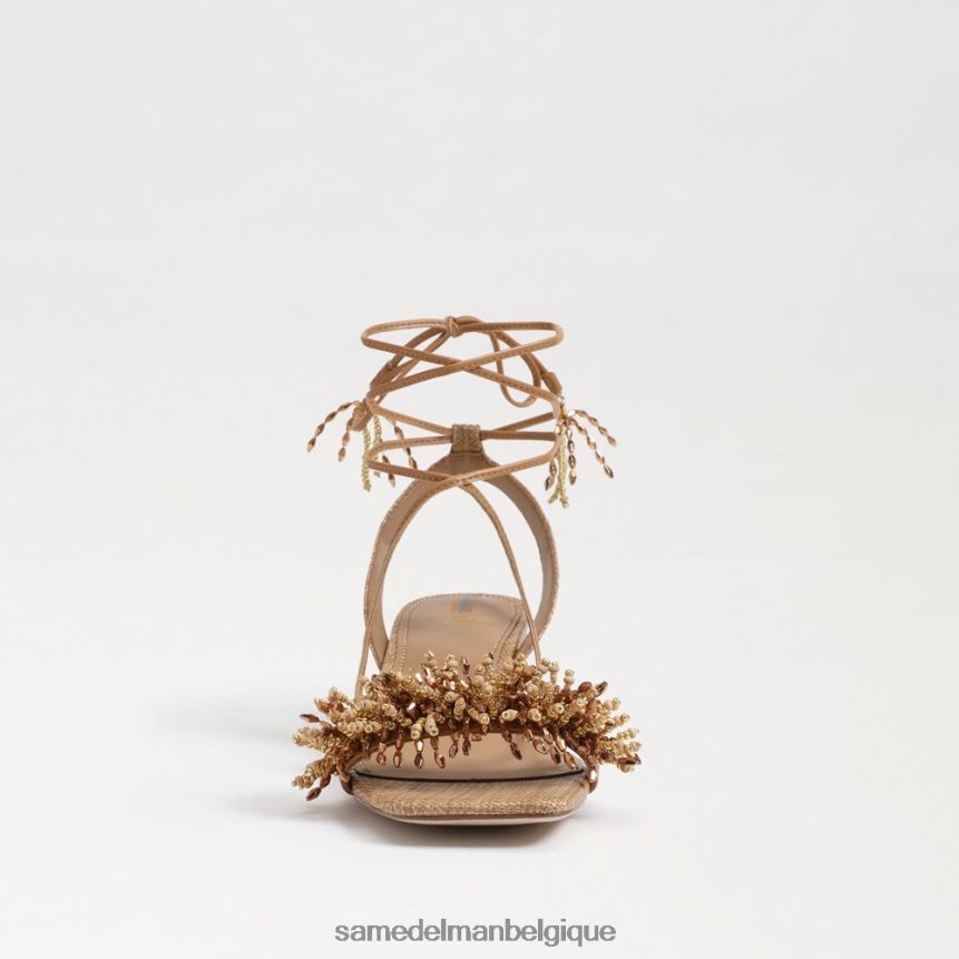 sandale à talon bloc et perles walda Sam Edelman femmes bronzage chamois JZ0XZ064 chaussure