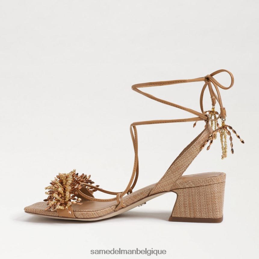 sandale à talon bloc et perles walda Sam Edelman femmes bronzage chamois JZ0XZ064 chaussure