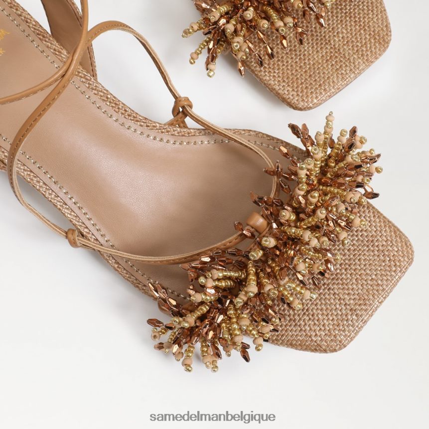 sandale à talon bloc et perles walda Sam Edelman femmes bronzage chamois JZ0XZ064 chaussure