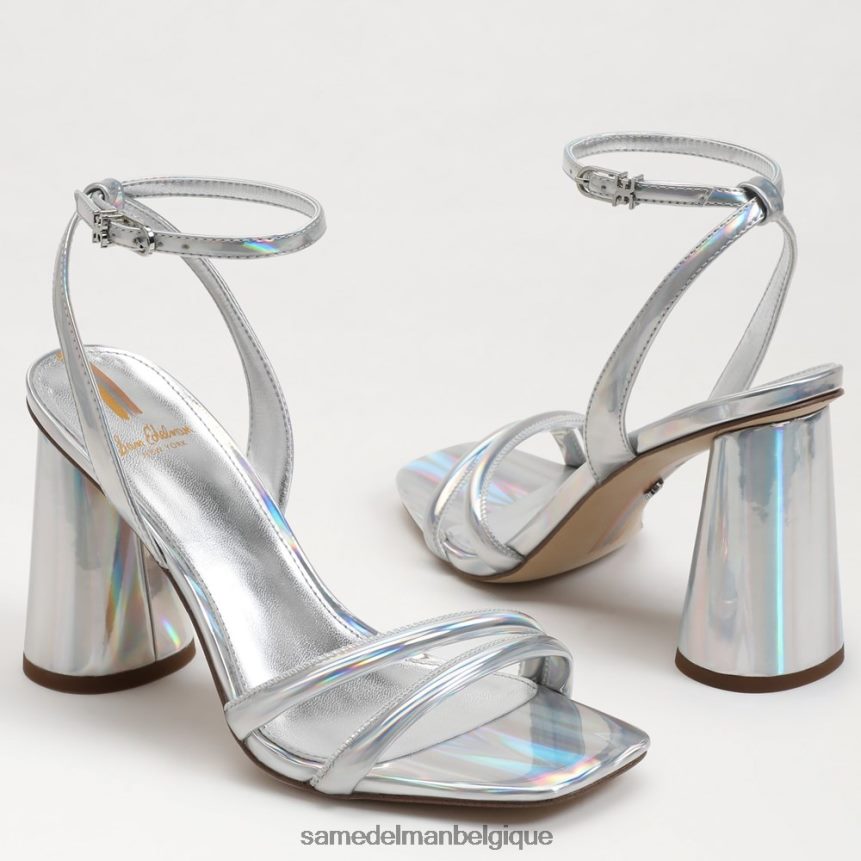 sandale à talon bloc kia Sam Edelman femmes argent doux irisé JZ0XZ0110 chaussure