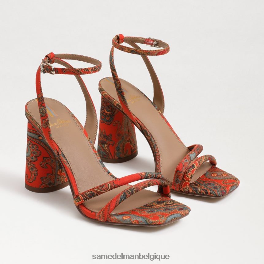sandale à talon bloc kia Sam Edelman femmes coquelicot orange JZ0XZ0102 chaussure