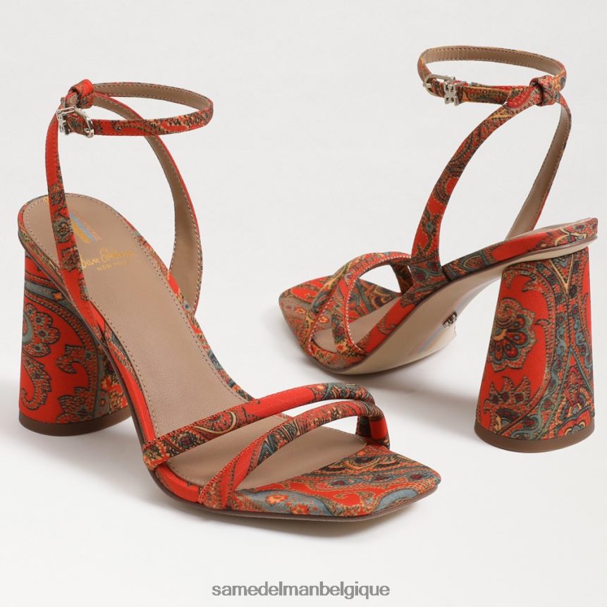 sandale à talon bloc kia Sam Edelman femmes coquelicot orange JZ0XZ0102 chaussure