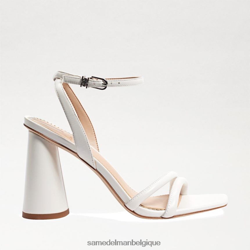 sandale à talon bloc kia Sam Edelman femmes cuir blanc brillant JZ0XZ0103 chaussure