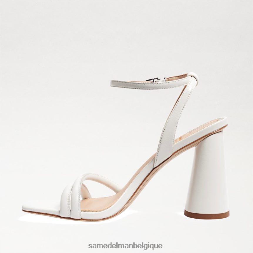 sandale à talon bloc kia Sam Edelman femmes cuir blanc brillant JZ0XZ0103 chaussure
