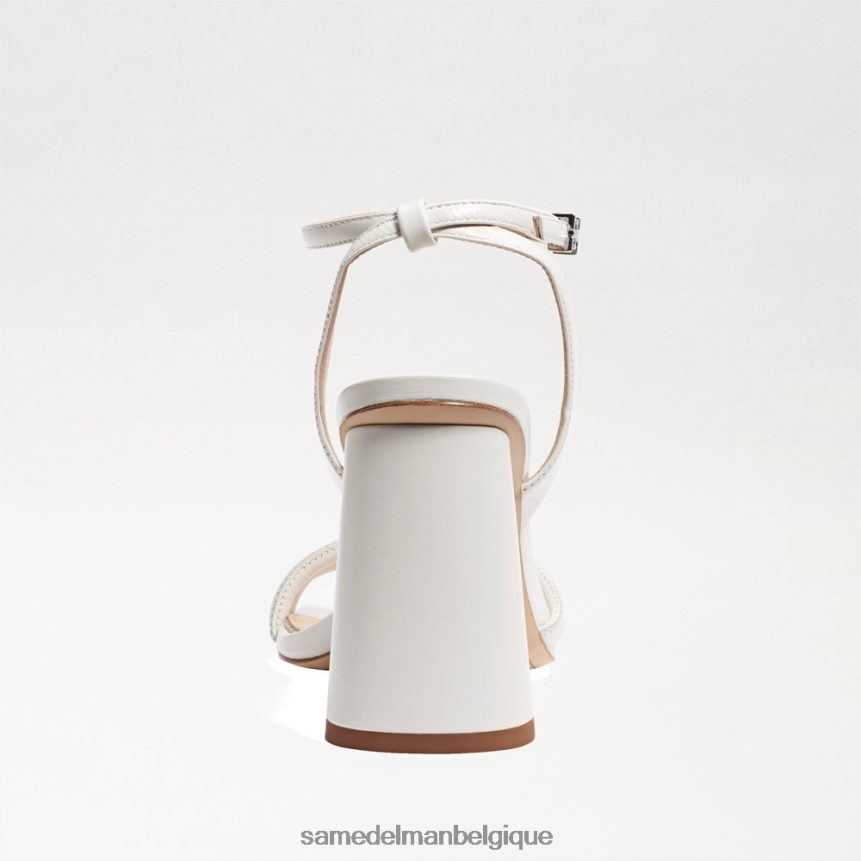 sandale à talon bloc kia Sam Edelman femmes cuir blanc brillant JZ0XZ0103 chaussure