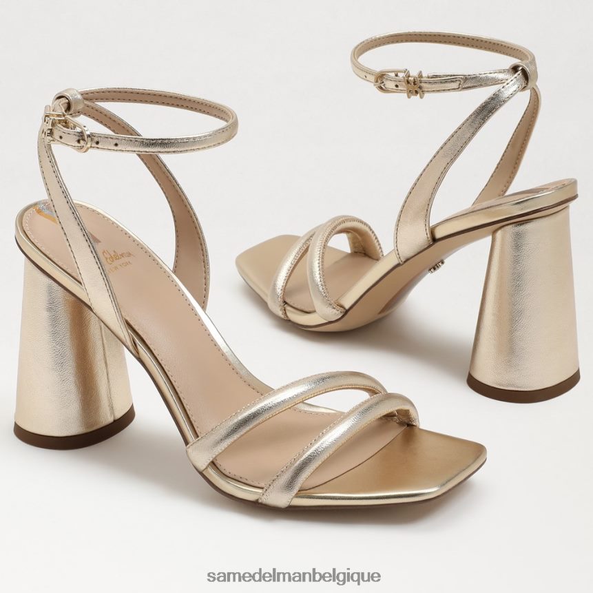 sandale à talon bloc kia Sam Edelman femmes cuir à la feuille d'or JZ0XZ0105 chaussure