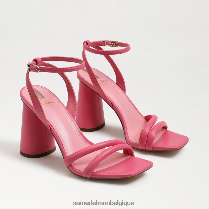 sandale à talon bloc kia Sam Edelman femmes cuir rose carmin JZ0XZ0107 chaussure