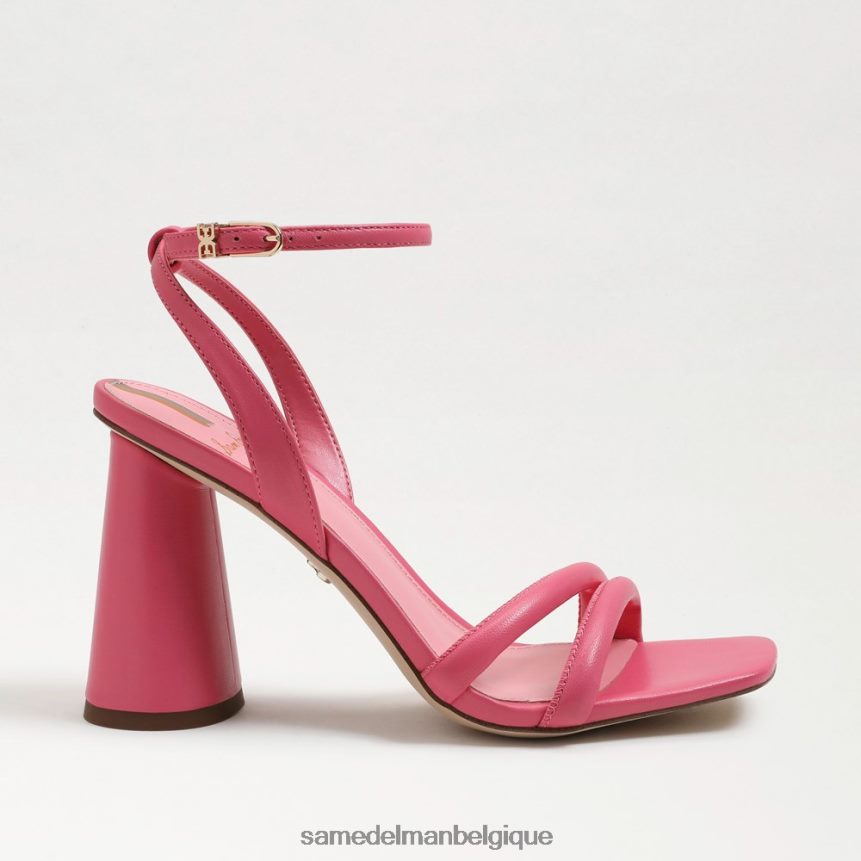 sandale à talon bloc kia Sam Edelman femmes cuir rose carmin JZ0XZ0107 chaussure