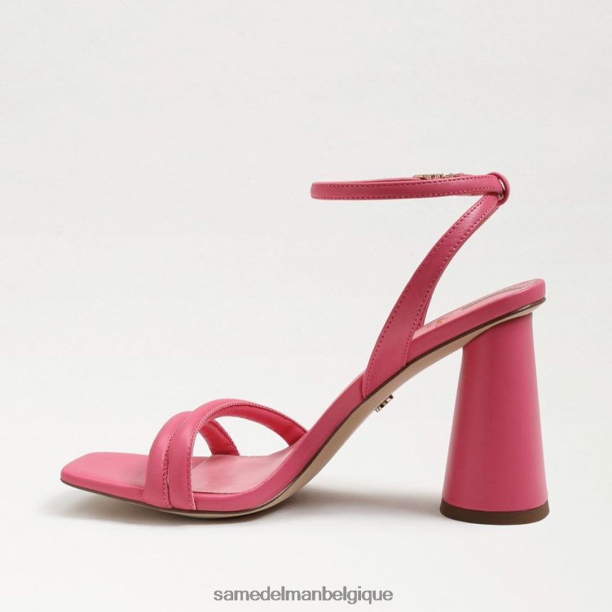 sandale à talon bloc kia Sam Edelman femmes cuir rose carmin JZ0XZ0107 chaussure