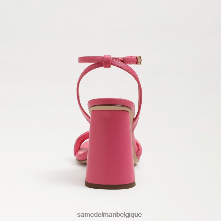 sandale à talon bloc kia Sam Edelman femmes cuir rose carmin JZ0XZ0107 chaussure