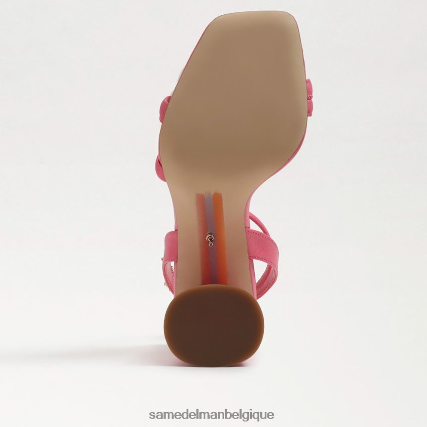 sandale à talon bloc kia Sam Edelman femmes cuir rose carmin JZ0XZ0107 chaussure