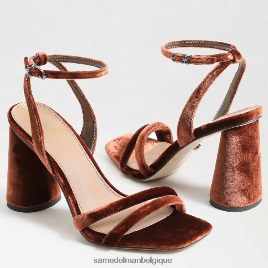 sandale à talon bloc kia Sam Edelman femmes velours cuivré chaud JZ0XZ0101 chaussure