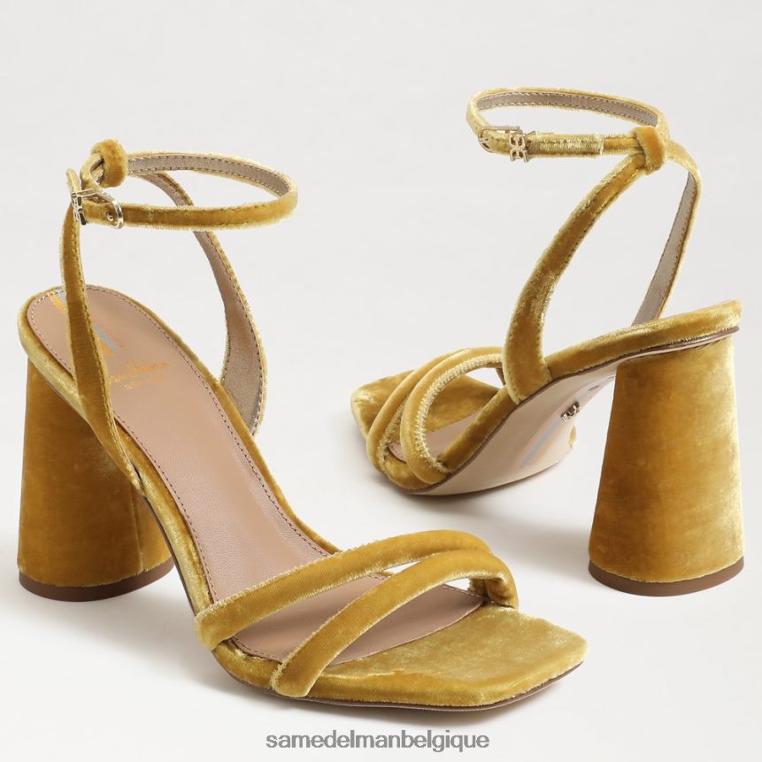 sandale à talon bloc kia Sam Edelman femmes velours safran JZ0XZ0100 chaussure