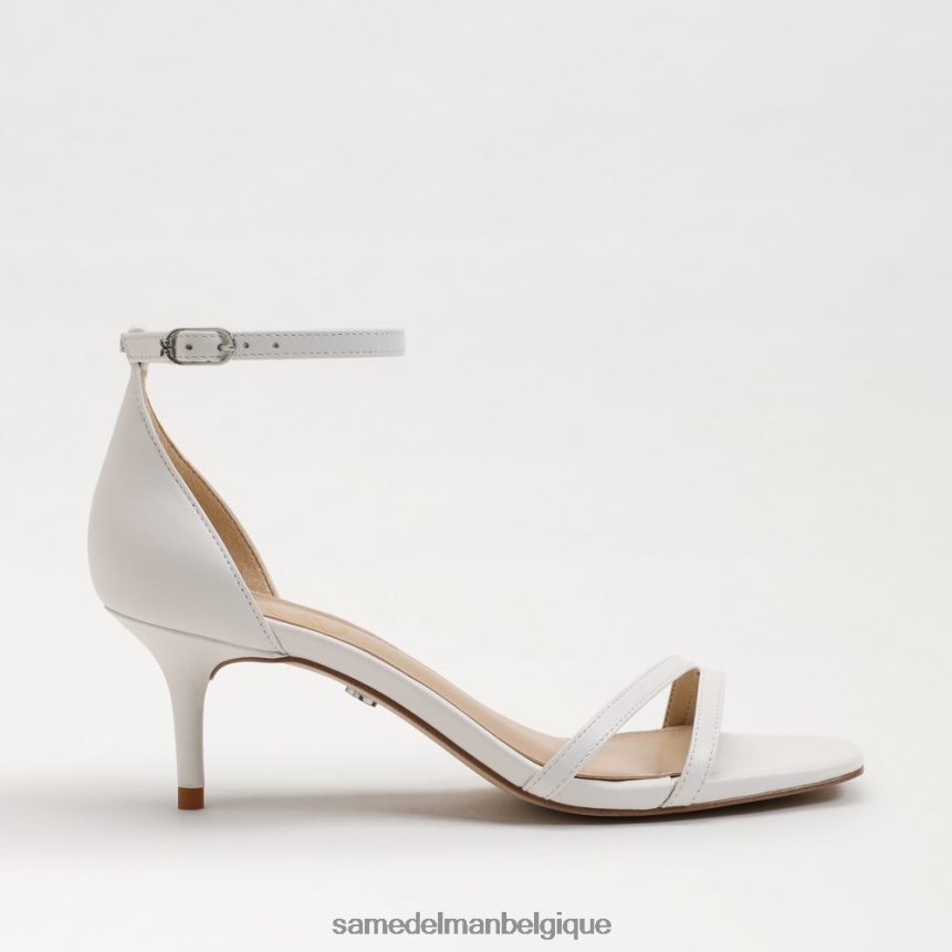 sandale à talon chaton pivoine Sam Edelman femmes cuir blanc brillant JZ0XZ0499 chaussure