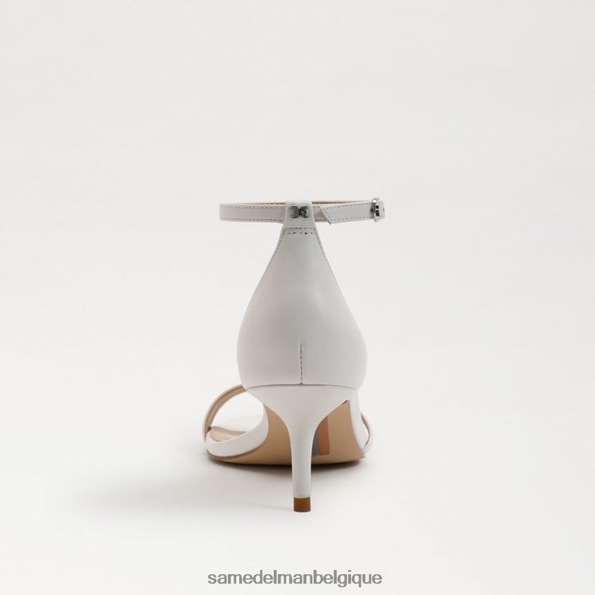 sandale à talon chaton pivoine Sam Edelman femmes cuir blanc brillant JZ0XZ0499 chaussure